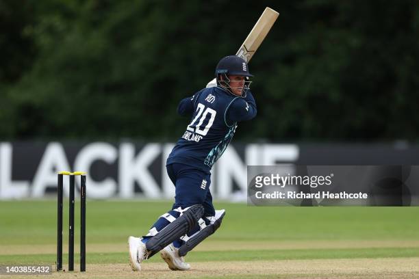 Jason Roy of England bats during the 2nd One Day International between Netherlands and England at VRA Cricket Ground on June 19, 2022 in Amstelveen,...