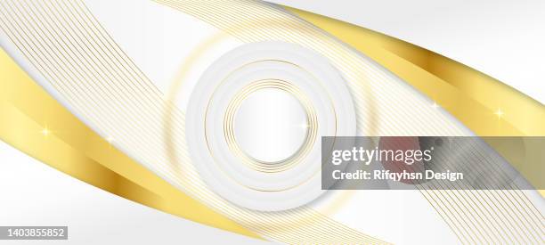 abstract elegant white luxury background with gold line element - 3d ring circle stock illustrations