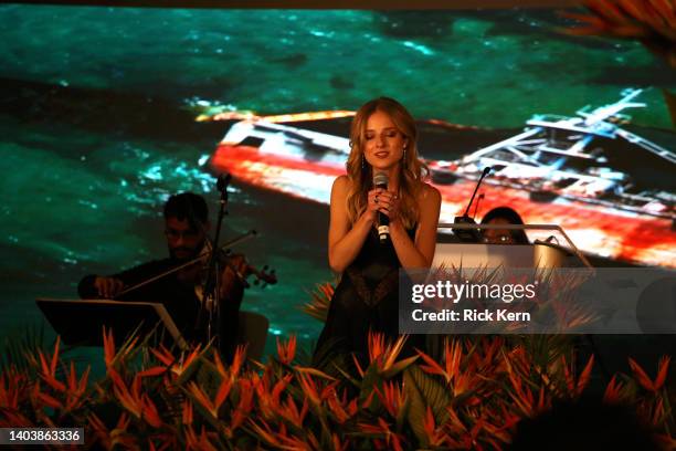 Jackie Evancho performs onstage during the inaugural Henosis Gala at the Four Seasons Hotel on June 18, 2022 in Houston, Texas.