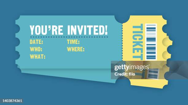 ticket stub invitation celebration design - ticket stub stock illustrations