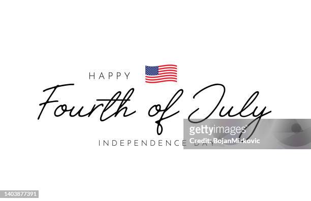stockillustraties, clipart, cartoons en iconen met fourth of july lettering card, independence day with usa flag. vector - 4th of july celebration