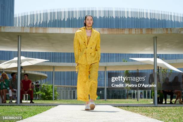 Model walks the runway at the Etro fashion show during the Milan Fashion Week S/S 2023 on June 19, 2022 in Milan, Italy.