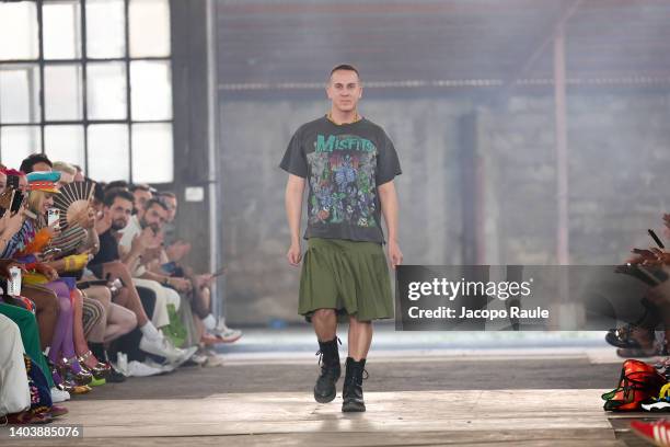Jeremy Scott walks the runway at the Moschino fashion show during the Milan Fashion Week S/S 2023 on June 19, 2022 in Milan, Italy.