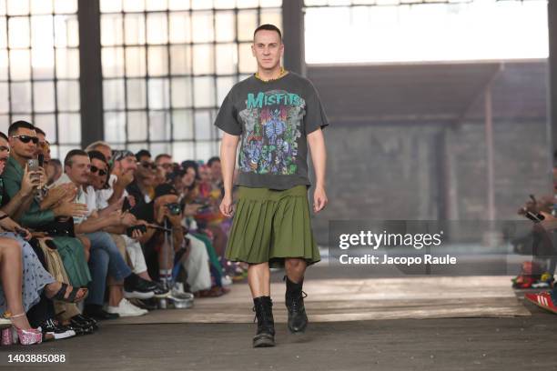 Jeremy Scott walks the runway at the Moschino fashion show during the Milan Fashion Week S/S 2023 on June 19, 2022 in Milan, Italy.
