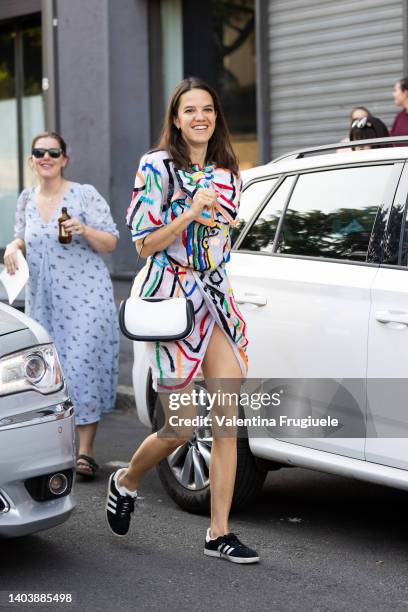 Francesca Ragazzi is seen ahead of the JW Anderson fashion show during the Milan Fashion Week S/S 2023 on June 19, 2022 in Milan, Italy.