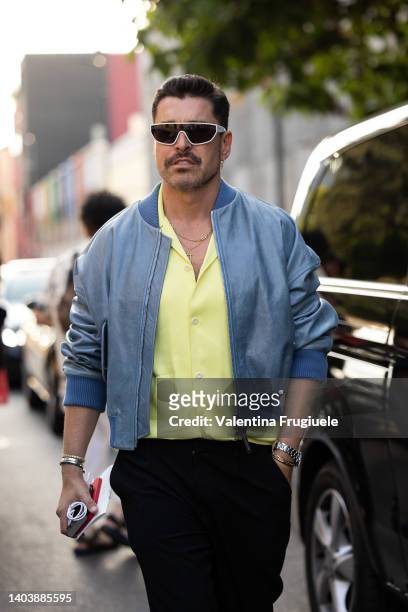 Alex Badia is seen ahead of the JW Anderson fashion show during the Milan Fashion Week S/S 2023 on June 19, 2022 in Milan, Italy.