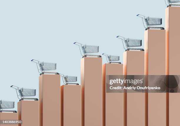 inflation chart - shopping trolleys stock pictures, royalty-free photos & images