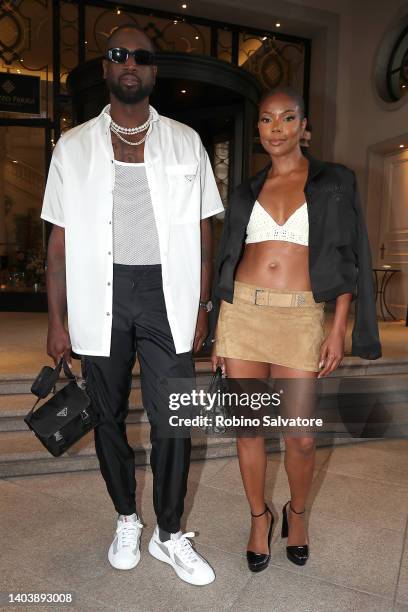 Gabrielle Union and Dwyane Wade are seen ahead of a show during Milan Fashion Week S/S 2023 on June 19, 2022 in Milan, Italy.