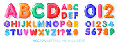 Colored 3d letters and numbers