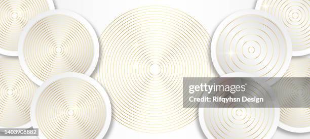 abstract elegant white luxury background with gold line element - 3d ring circle stock illustrations
