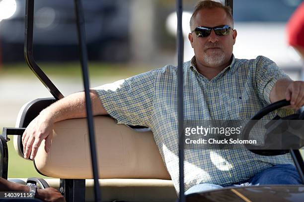 Miami Marlins president, baseball operations Larry Beinfest during spring training workout at Roger Dean Stadium Complex. Jupiter, FL 2/24/2012...