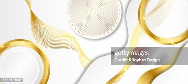 abstract elegant white luxury background with gold line element - 3d ring circle stock illustrations