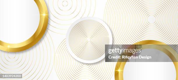 abstract elegant white luxury background with gold line element - 3d ring circle stock illustrations