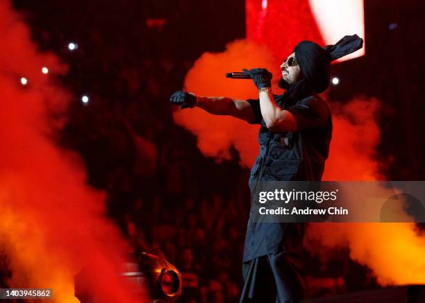 Diljit Dosanjh performs on stage during the Born To Shine World Tour at Rogers Arena on June 19, 2022 in Vancouver, British Columbia, Canada.