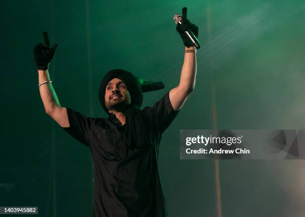 Diljit Dosanjh performs on stage during the Born To Shine World Tour at Rogers Arena on June 19, 2022 in Vancouver, British Columbia, Canada.