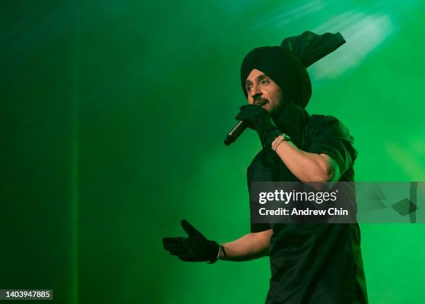 Diljit Dosanjh performs on stage during the Born To Shine World Tour at Rogers Arena on June 19, 2022 in Vancouver, British Columbia, Canada.