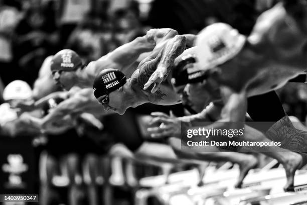 Caeleb Dressel of Team United States competes in the Men's 50m Butterfly Final on day two of the Budapest 2022 FINA World Championships at Duna Arena...
