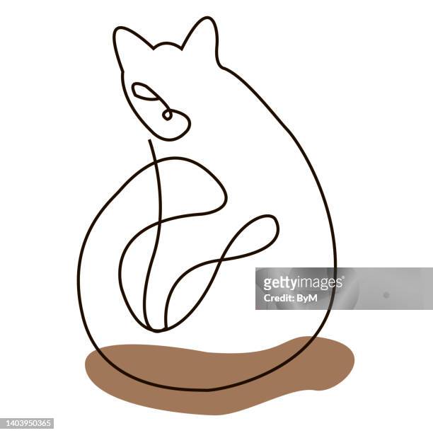 continuous line drawing of cat on white background. vector illustration - one line drawing abstract line art stock illustrations