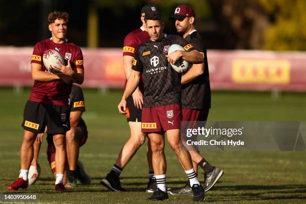 Coach Billy Slater during a Queensland Maroons State of Origin training session at Sanctuary Cove on June 20, 2022 in Gold Coast, Australia.