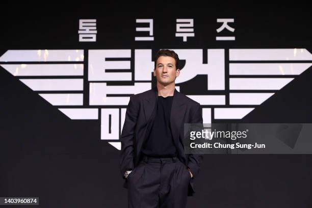 Miles Teller attends the Korea Press Conference of "Top Gun: Maverick" at Lotte Hotel Seoul on June 20, 2022 in Seoul, South Korea.