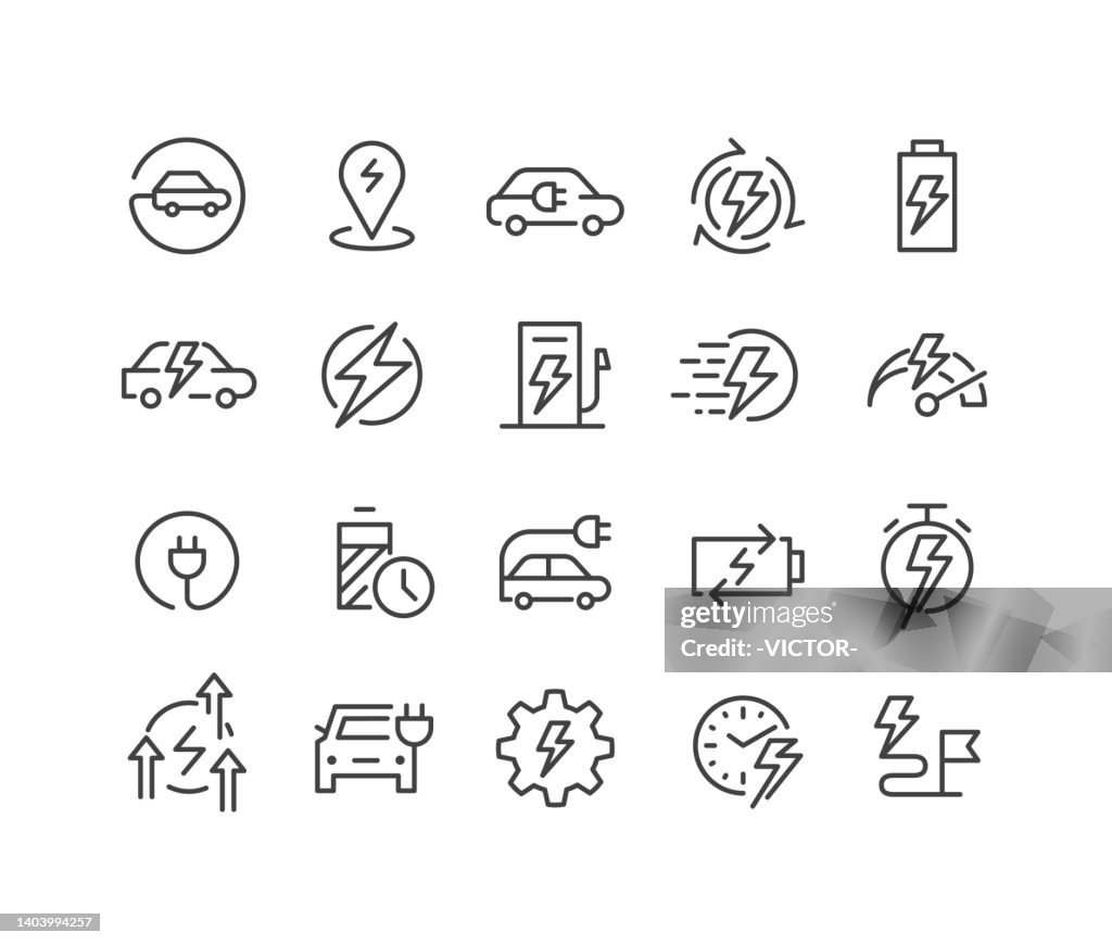Electric Vehicle Icons - Classic Line Series