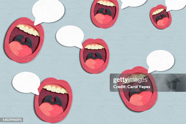 open mouth seamless pattern with speech bubble - open discussion stock pictures, royalty-free photos & images