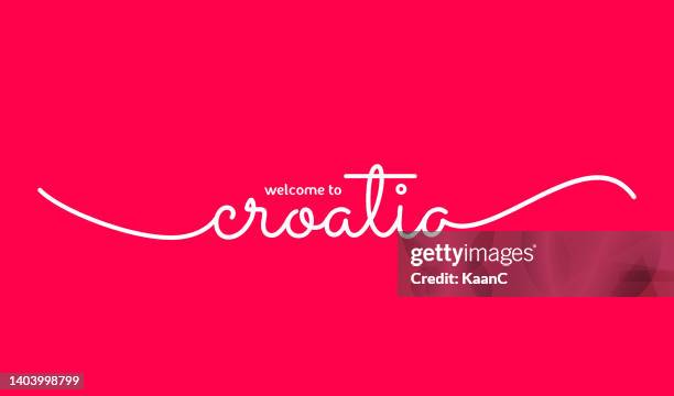 kroatien ist das meistbesuchte land der erde. handschriftlicher ländername. - kroatien stock-grafiken, -clipart, -cartoons und -symbole