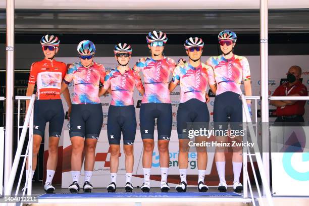 Neve Bradbury of Australia, Ella Harris of New Zealand, Lisa Klein of Germany, Soraya Paladin of Italy, Pauliena Rooijakkers of The Netherlands red...