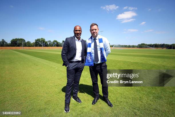 New QPR Head Coach Michael Beale poses with Director of Football Les Ferdinand at the QPR Training Ground on June 20, 2022 in Hounslow, England.