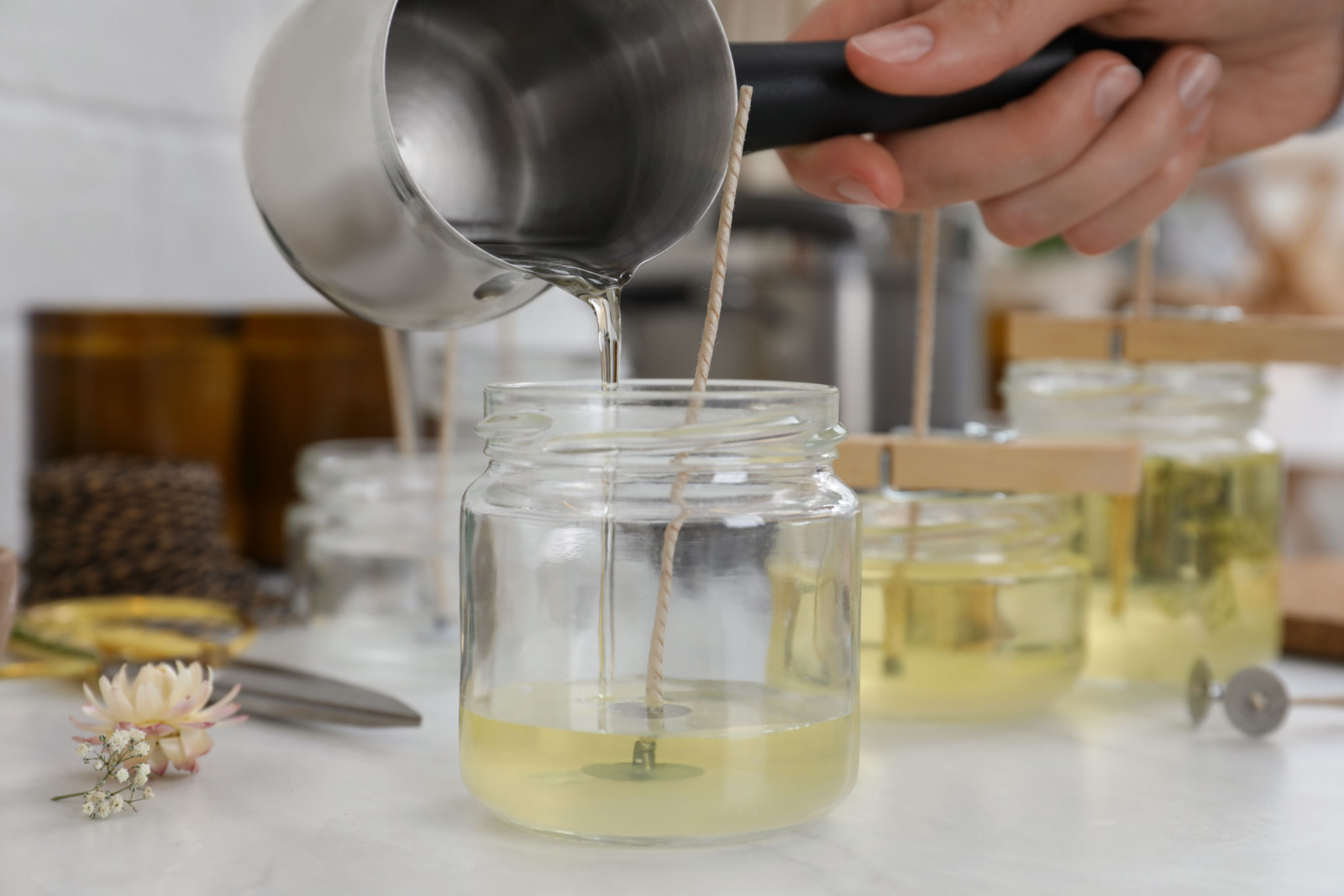 pouring candle wax