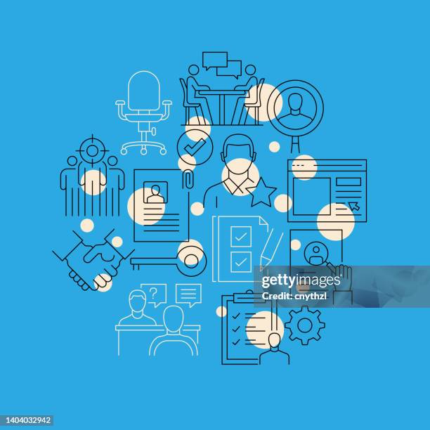 human resources related design element. pattern design with outline icons. colorful vector illustration - vacancy stock illustrations