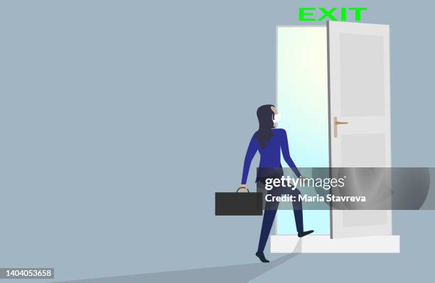exit from crisis - exit sign stock illustrations