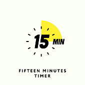 15 Minutes Timer Icon, Modern Flat Design. Isolated Vector EPS
