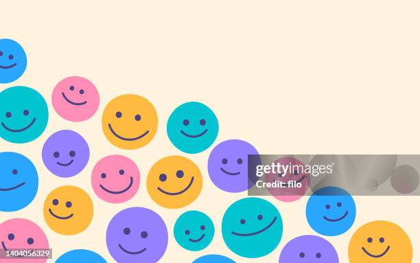 ilustraciones, imágenes clip art, dibujos animados e iconos de stock de caras y personas felices sonrientes - face