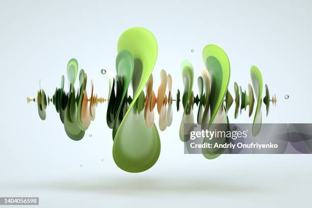 abstract multicoloured curved impulse - 3d chart stock pictures, royalty-free photos & images