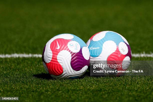 Detailed view of a Nike Flight UEFA Women's Euro match ballduring England Women Pre-Euro Camp 4 at St George's Park on June 20, 2022 in Burton upon...