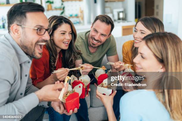 it's more delicious with good friends - chinese takeout stock pictures, royalty-free photos & images