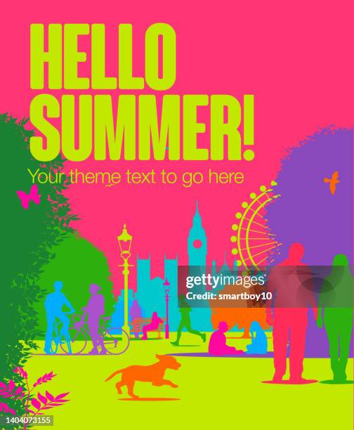 hello summer - london - holiday trip european city stock illustrations