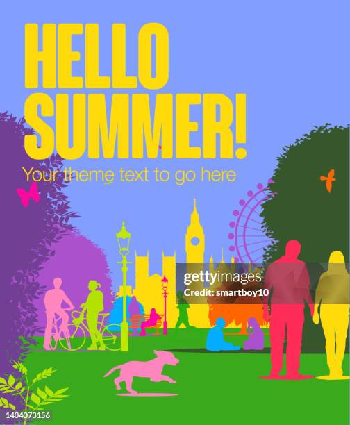 hallo sommer - london - hello summer englischer satz stock-grafiken, -clipart, -cartoons und -symbole