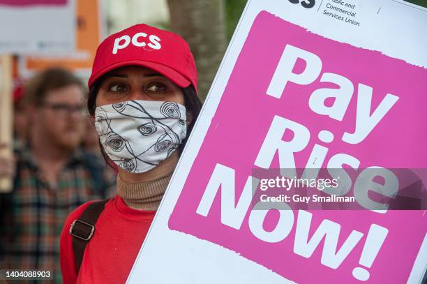 Members of the PCS Trade Union whom work in the culture sector protest at The V&A against the building being used for a Conservative Party fundraiser...