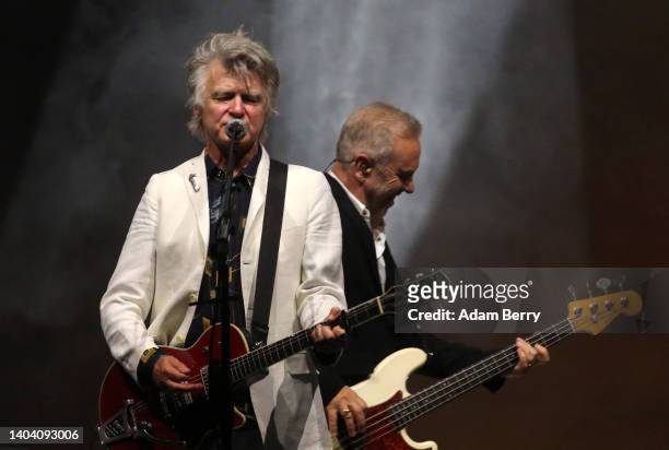 Neil Finn and Nick Seymour of Crowded House perform at Tempodrom on June 20, 2022 in Berlin, Germany.