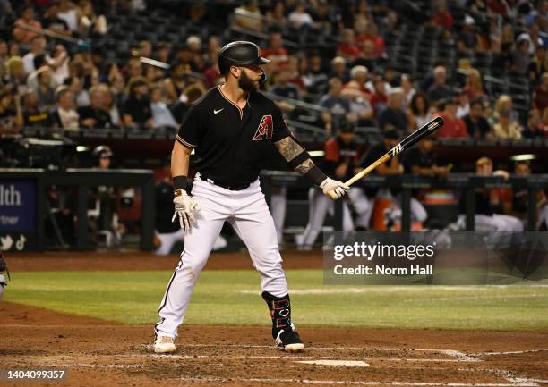 Christian Walker of the Arizona Diamondbacks gets ready in the batters box against the Minnesota Twins at Chase Field on June 18, 2022 in Phoenix,...