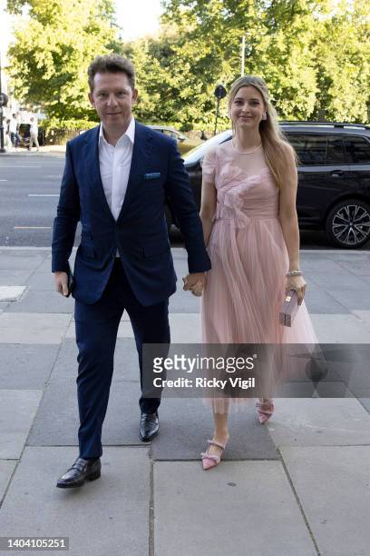 Nick Candy and Holly Valance arrive for the Conservative Summer Party at V&A on June 20, 2022 in London, England.