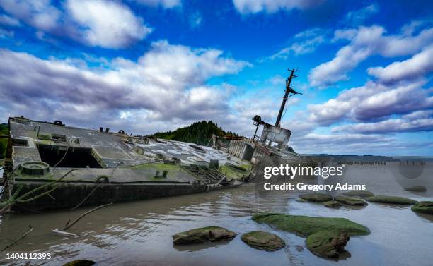 shipwreck on the columbia river - columbia river stock pictures, royalty-free photos & images