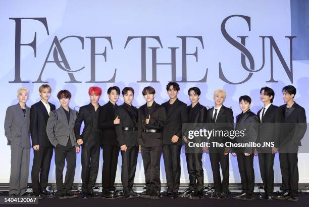 Attends SEVENTEEN's 4th Album 'Face the Sun' Release Press Conference at Conrad Seoul Grand Ballroom on May 27, 2022 in Seoul, South Korea.