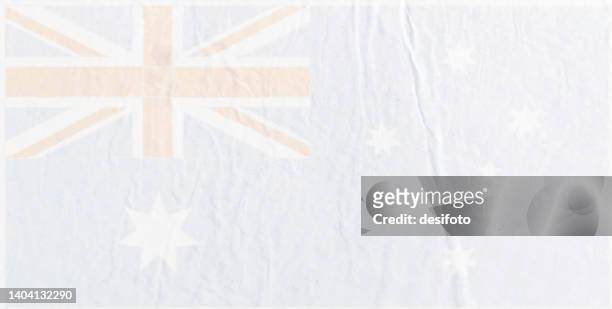 transparent or translucent australia flag design printed on creased paper textured grunge effect horizontal retro vector backgrounds like an old weathered wall - translucent texture stock illustrations