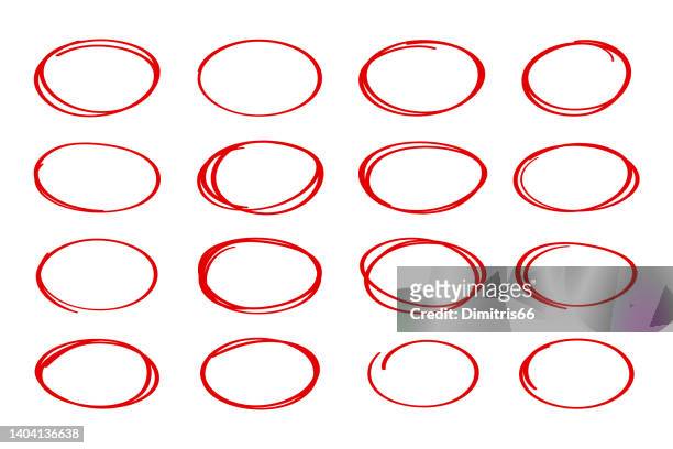 vector collection of hand drawn ovals with editable stroke - highlighter stock illustrations