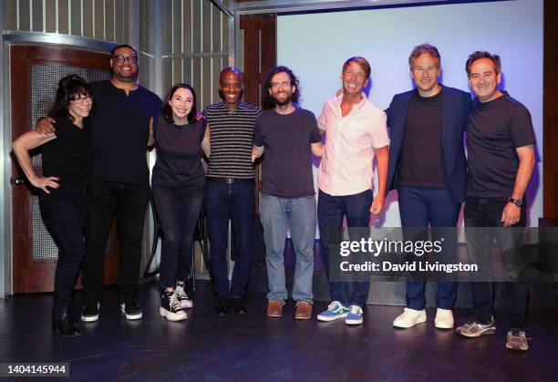 Mindy Sterling, Cedric Yarbrough, Stephanie Courtney, Jordan Black, Kyle Mooney, Jack McBrayer, David Hoffman and Andrew Friedman pose at the 1st...