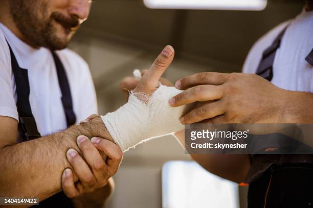 close up of physical injury at work! - bandage bildbanksfoton och bilder