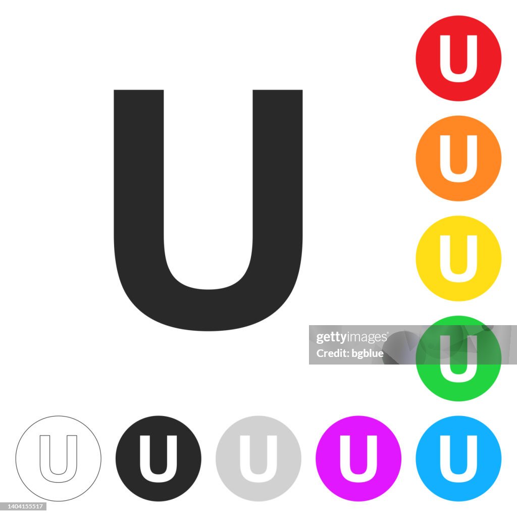 Letter U. Icon on colorful buttons